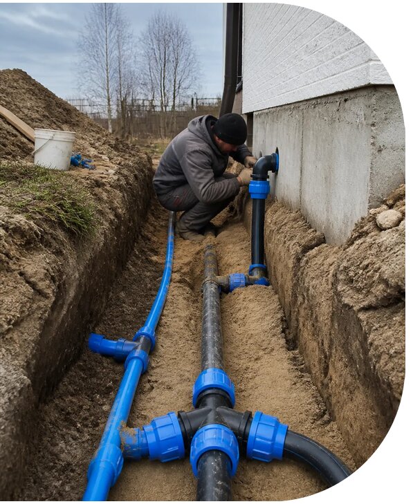 Монтаж наружного водопровода на участке под ключ в Балашове