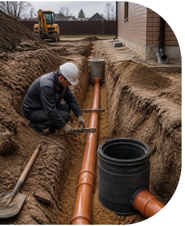 Монтаж наружной канализации для домов и объектов в Балашове